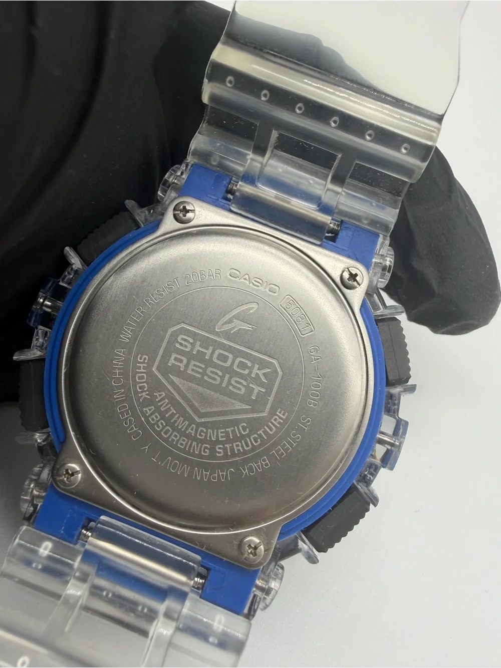 G-SHOCK GA-100 Custom Skeletonized (Jelly) Blue & Black Watch.
